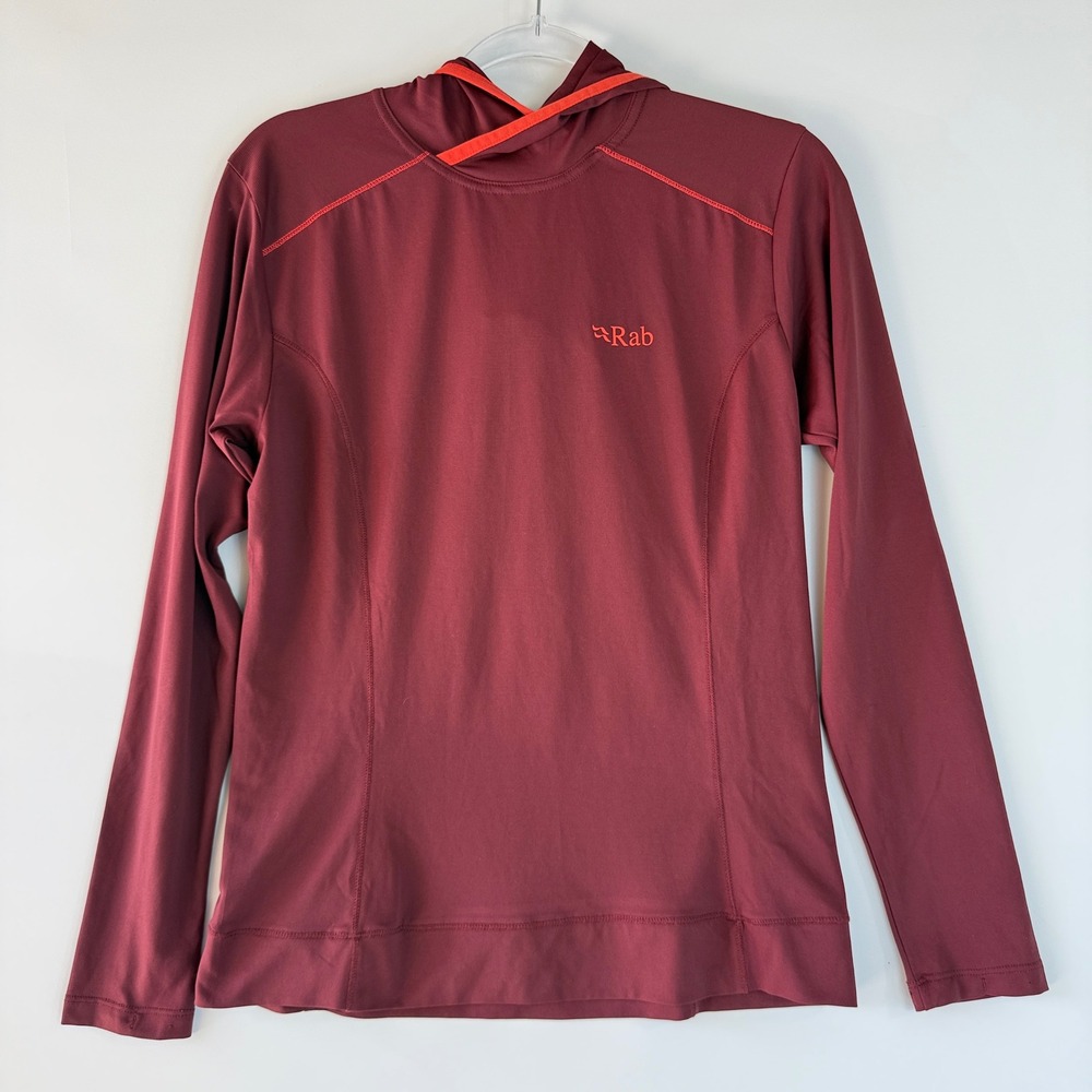 Rab Force Hoody Womens 10 Burgundy UV Protection Performance Hiking Base Layer